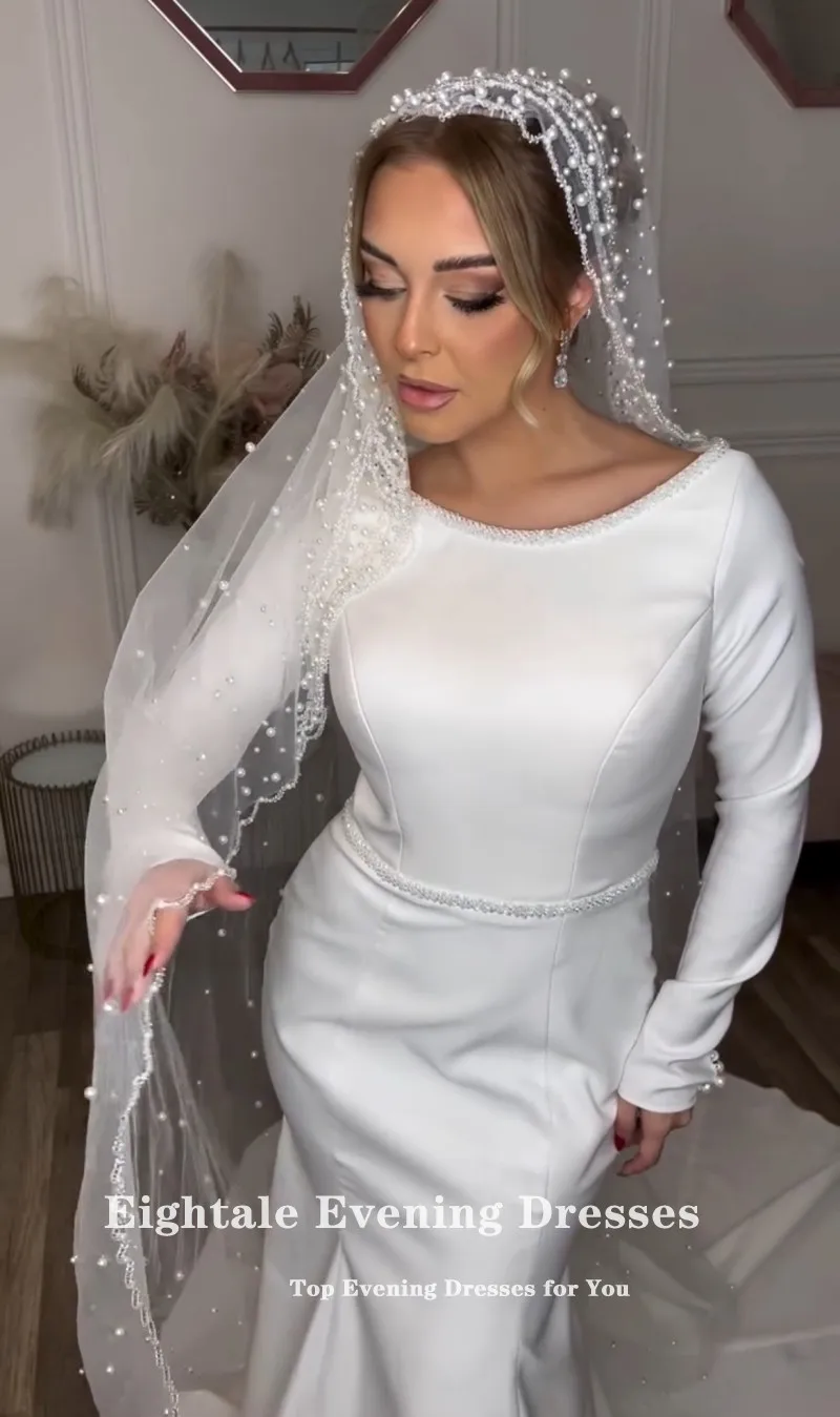 Eightale арабское свадебное платье без бретелек по индивидуальному заказу цвета слоновой кости из атласа со складками плюс размер свадебное платье русалка невесты вечернее платье