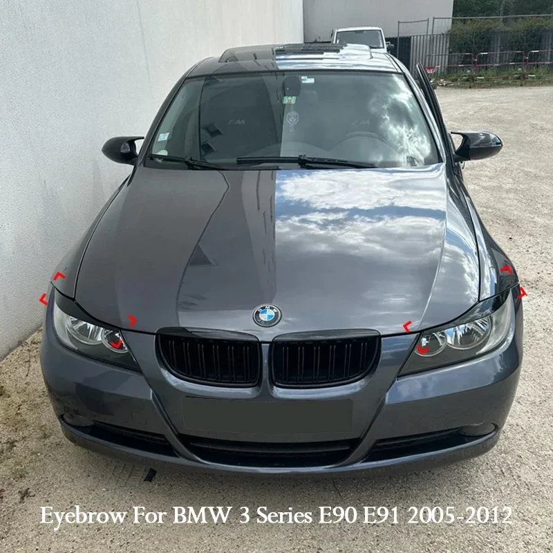 

2Pcs ABS Glossy Car Evil Headlight Eyebrows Eyelid 3D Sticker For BMW 3 Series E90 E91 316d 318i 320i 320d 325i 330i 2005-2012