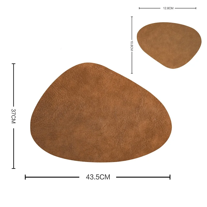 1/4/6Sets Irregular Faux Leather Placemats and Coaster Set Wrinkle Free Kitchen Dining Luxury Gift Nordic Cowhide Table Mats