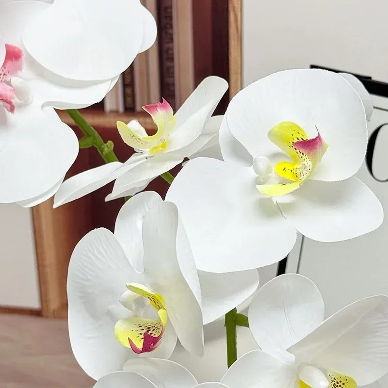 92cm Simulation Flower Poetic Butterfly Orchid Holiday Party Decor Artificial 7 Head Phalaenopsis Branch 3D Printed Fake Flowers