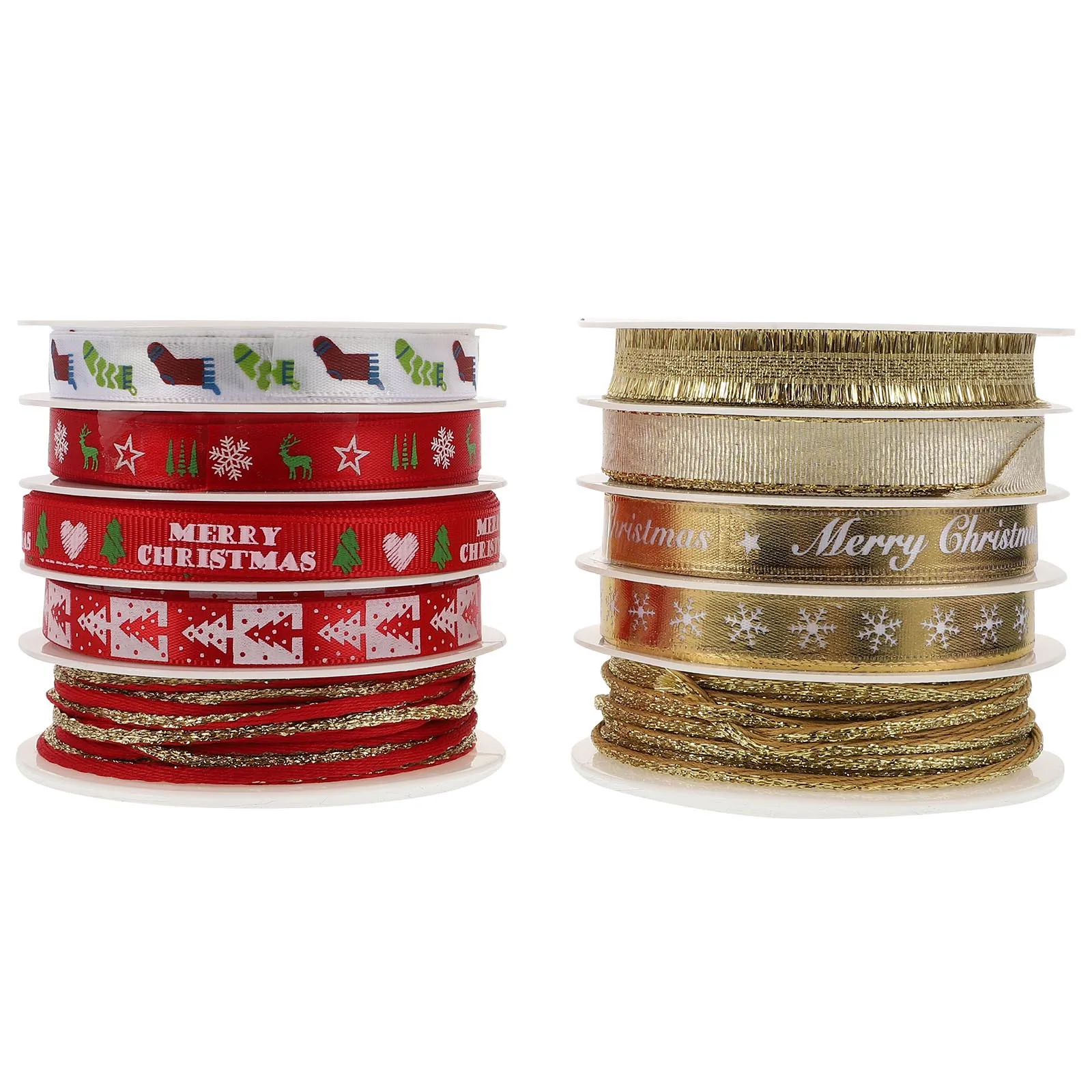 

2Sets Festival Decorative Ribbons Bright Polyester Satin Ribbon for Christmas Gift Wrapping DIY Crafts Decoration
