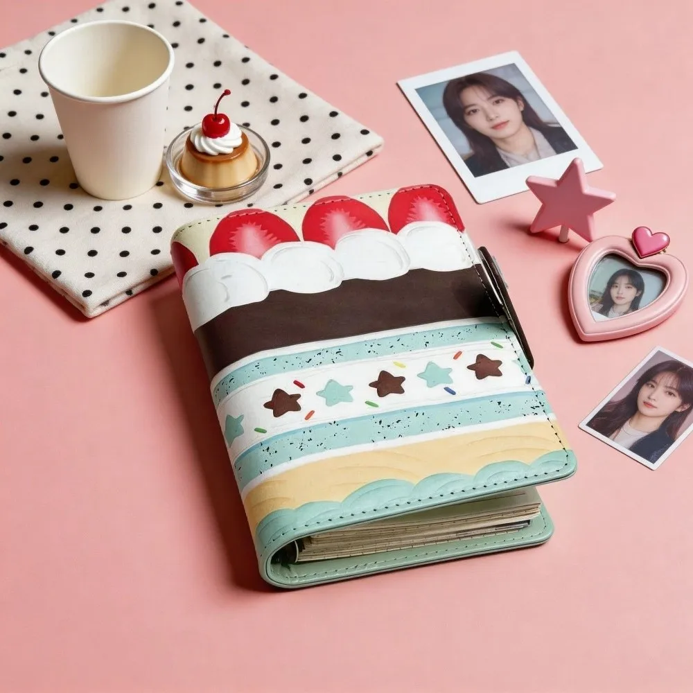 A6 Loose Leaf Binder PU Loose Leaf Design Photo Collect Book Cake Pattern Magnetic Buckle DIY Planner Cover
