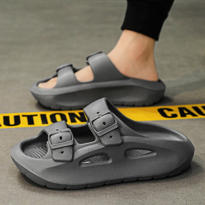 Men's Summer Trendy Thick Bottom Slip-Resistant Sandals Beach Sports Slippers Lightweight Pure Color Youth Style Glue-Welded EVA