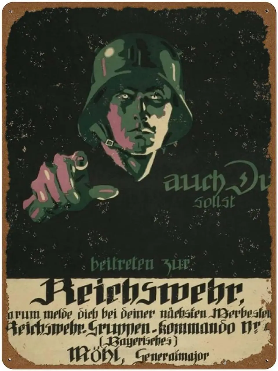 Y1,German WWI You Should Also Join The Reichswehr Vintage German Propaganda Poster Novelty  Tin Sign Metal Wall Funny Ma