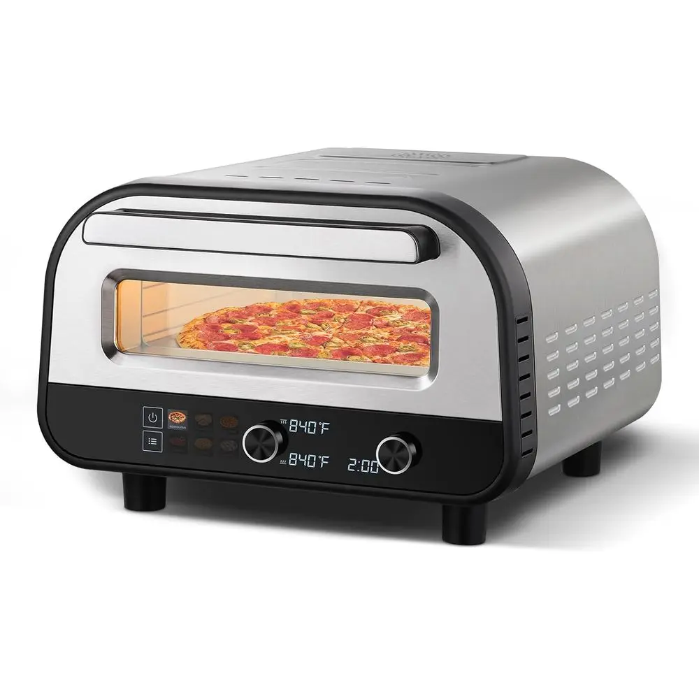 

Upgraded indoor Pizza Oven 12 Inch Electric Countertop Pizza Oven with 6 e Heats up to 840° Pizza Maker Pizza Cooker or Home Kit