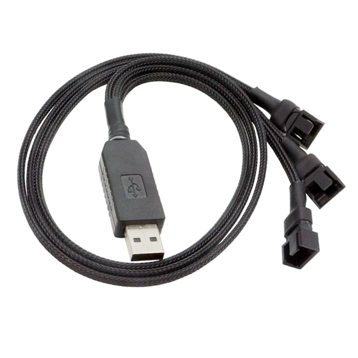 AAAE 12V USB Fan Power Adapter Cable 1 to 3 Step-Up Power Adapter Cable for 4-Pin PC Cooling Fans