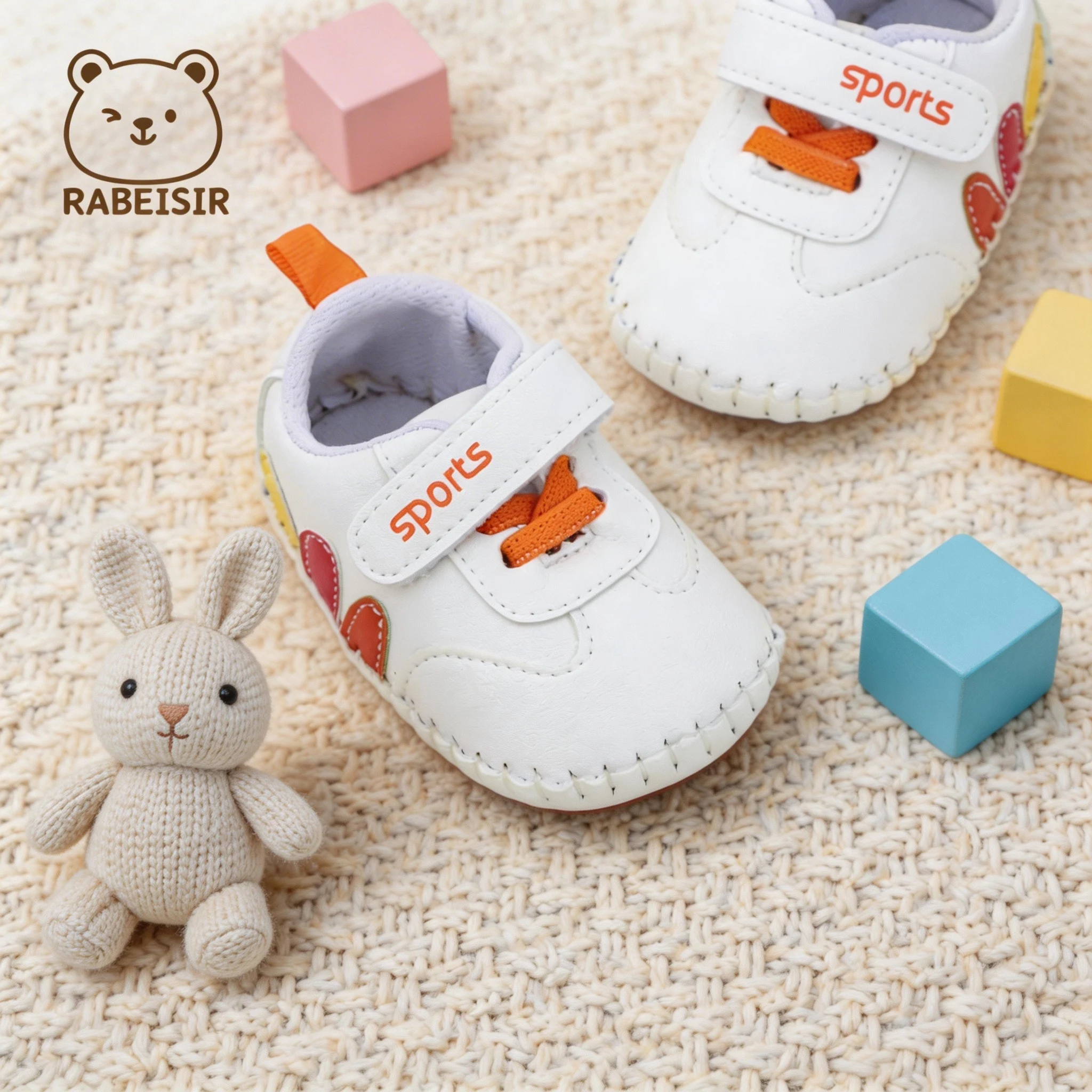 0-18 Months Baby Boys and Girls Casual Sports Shoes with Contrasting Color Velcro Straps, Lightweight Soft-Soled Baby Walking Shoes