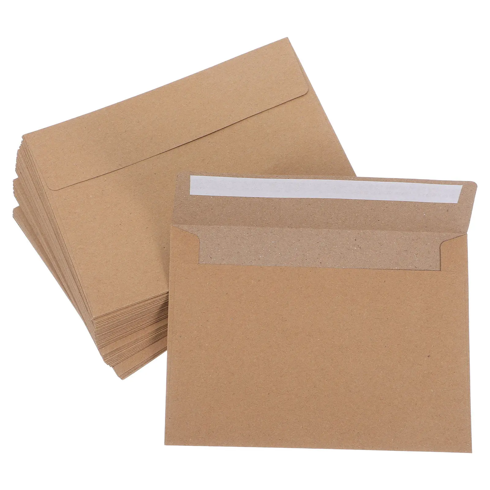 

50Pcs Vintage Kraft Paper Envelopes Western Style Self Adhesive Brown Paper Envelopes for Wedding Invitations Greeting Cards