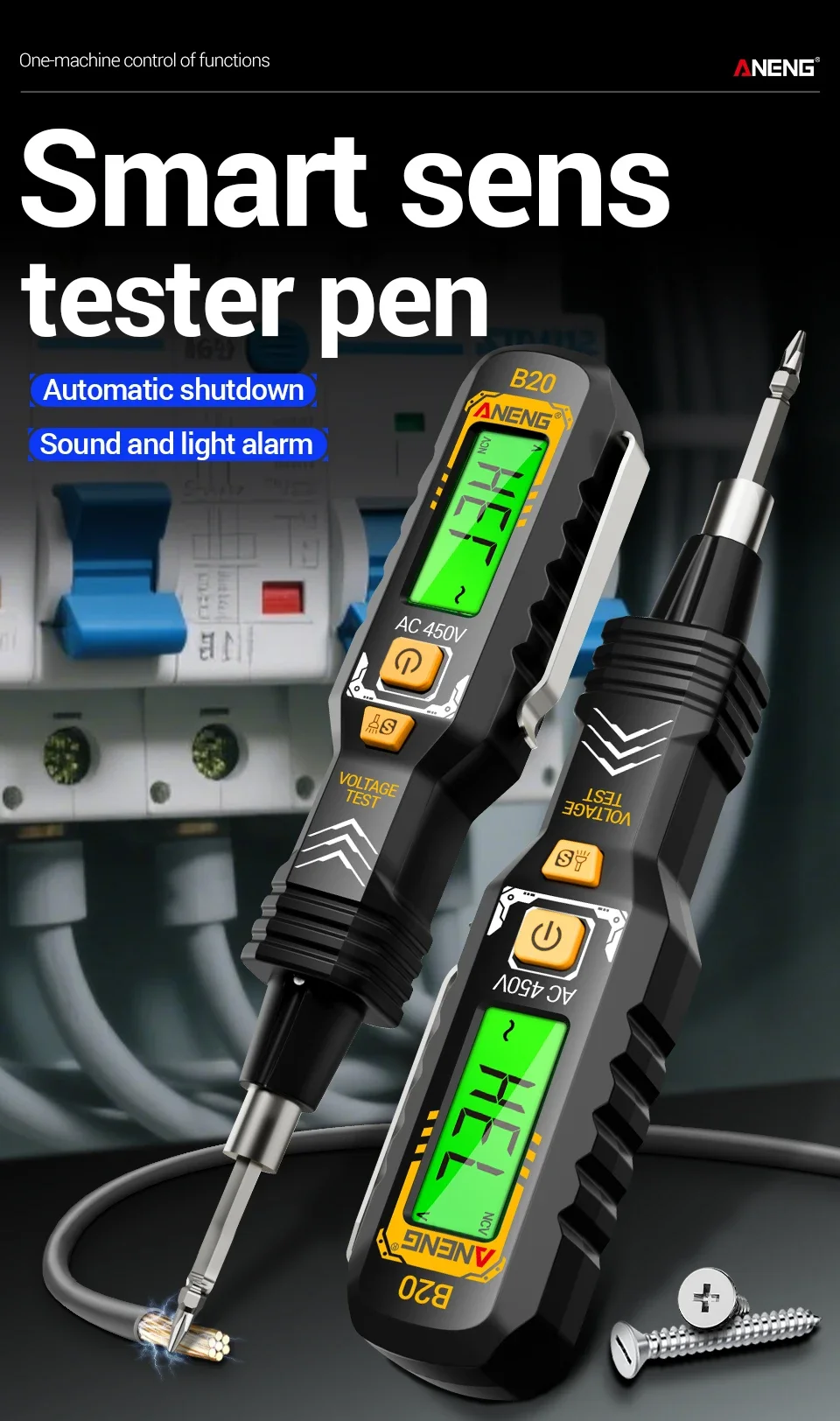 Voltage Meters Insulated Screwdriver Double Head Dual-use Slotted Cross Tester Pen Screw Driver Repair Hand Tools ANENG B20