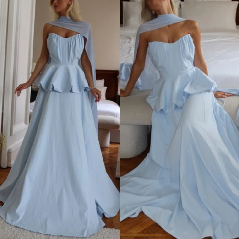 Customized V-neck Blue Floor Length Sleeveless Elegant Dress Women for Wedding Party Платье Корейский Стиль Evening Gowns 원피스