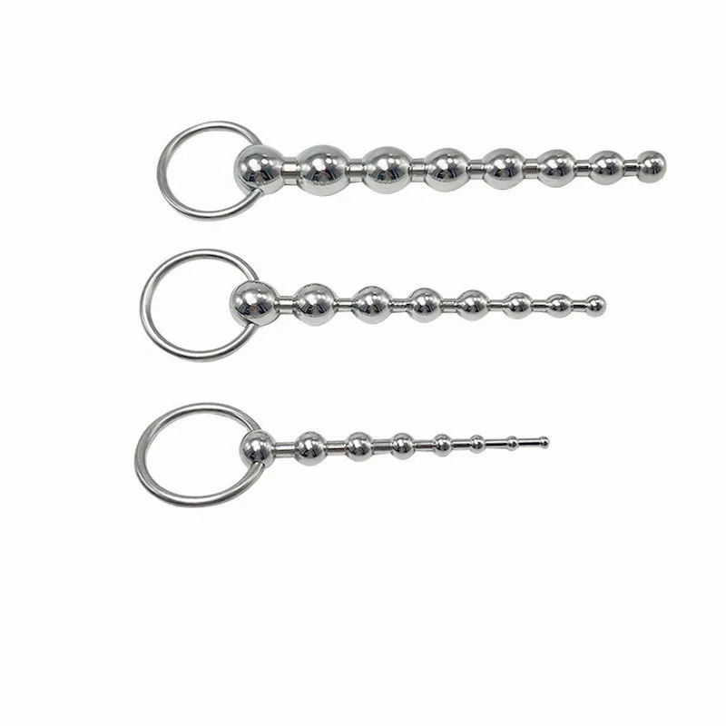 Stainless Steel Pull Beads Penis Ring Urethral Dilator Horse Eyes Obstruction Male Orgasm Masturbation Urethra Plug Massager