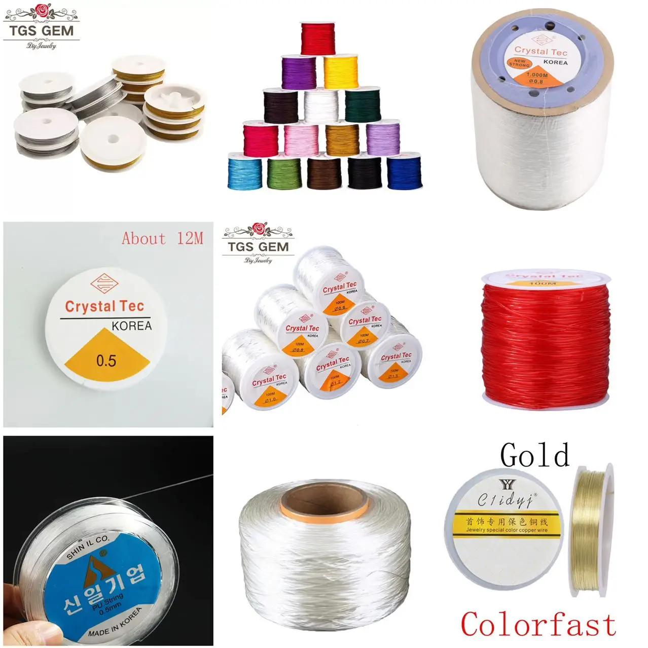 

AAA Stretchy Crystal Tec elastic rope steel wire Korean bead string line diy accessories fitting beads jewelry making materials