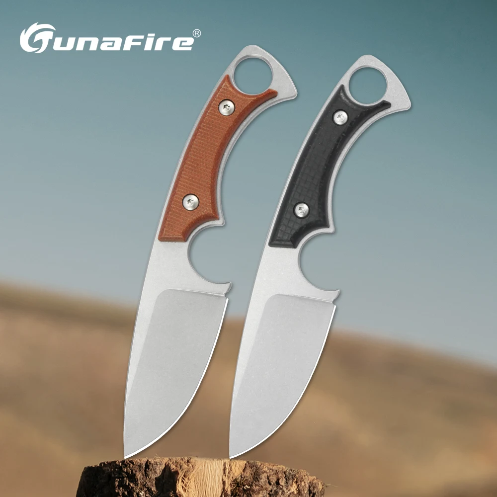 Tunafire GT0181 Fixed Blade Knives D2 Steel High hardness Hiking Camping Tools Hunting  EDC Outdoor Knives K-sheath