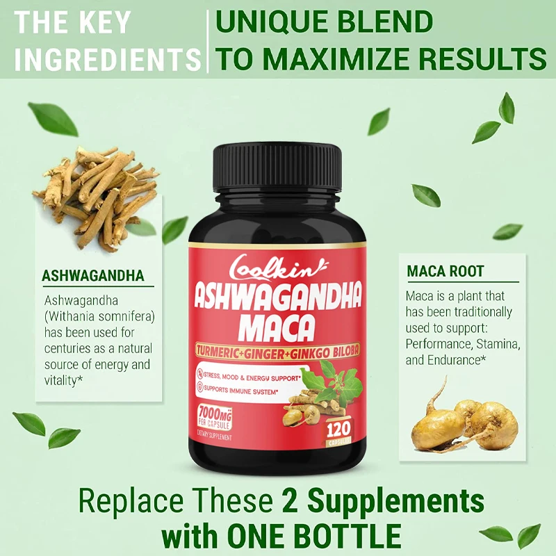 Ashwagandha and Maca Supplements - Support Stress, Mood and Strength, Natural Anxiety Relief, Mood Enhancer