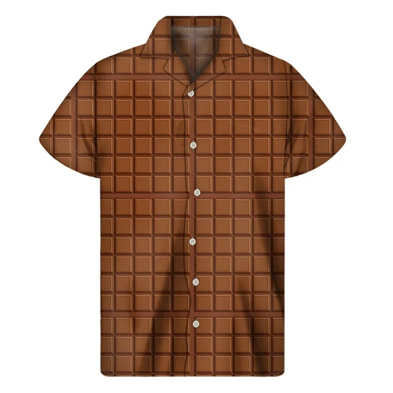 Harajuku New 3d Chocolate Sweety Waffles Printing Shirts For Men Cookies Graphic Shirts & Blouses Kid Fashion Funny Short Shirts