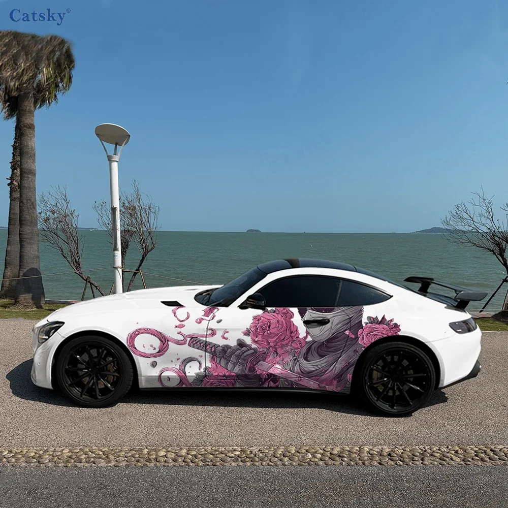 Masked Killer Rose Chain Car Vinyl Wraps Decal Self-adhesive PVC Sticker Suitable for Trucks SUV Decor Auto Accessories Gift