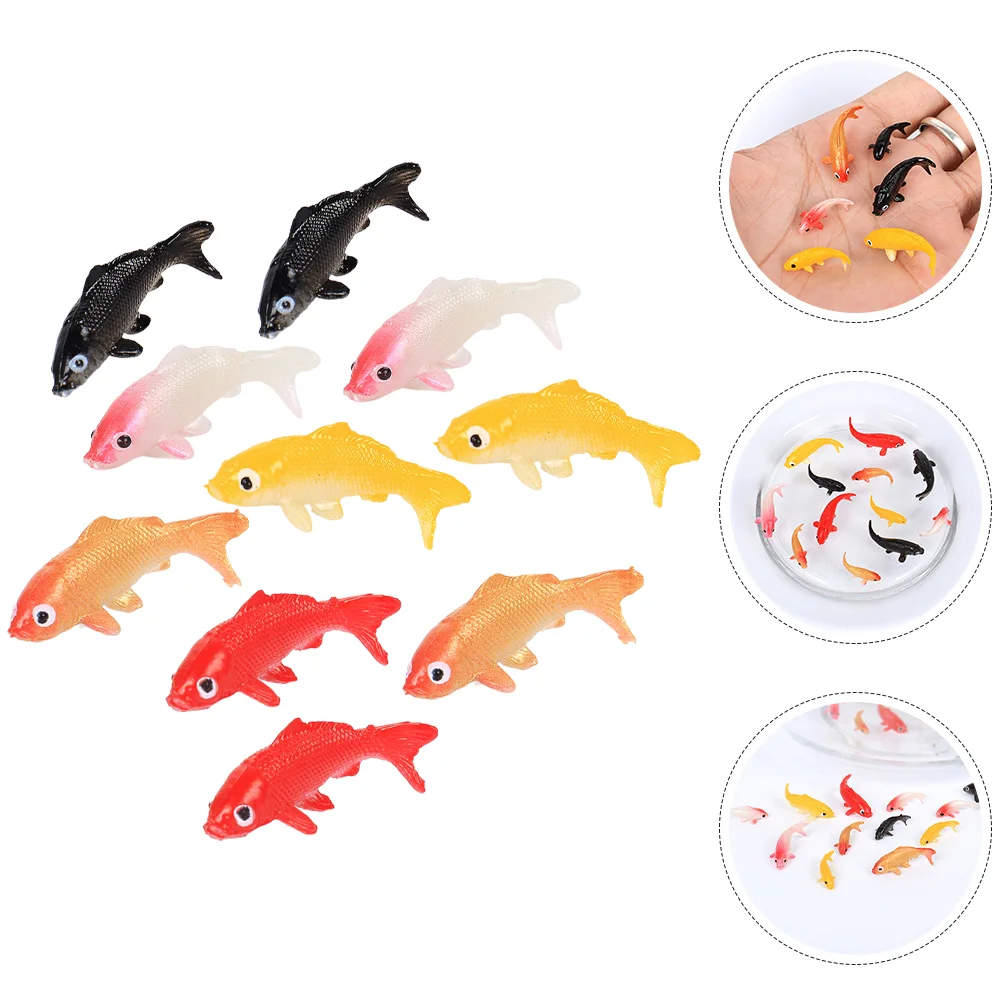 

10 Pcs Small Red Goldfish Mini Figurine Aquarium Tank Accessories Toy Compact Decor
