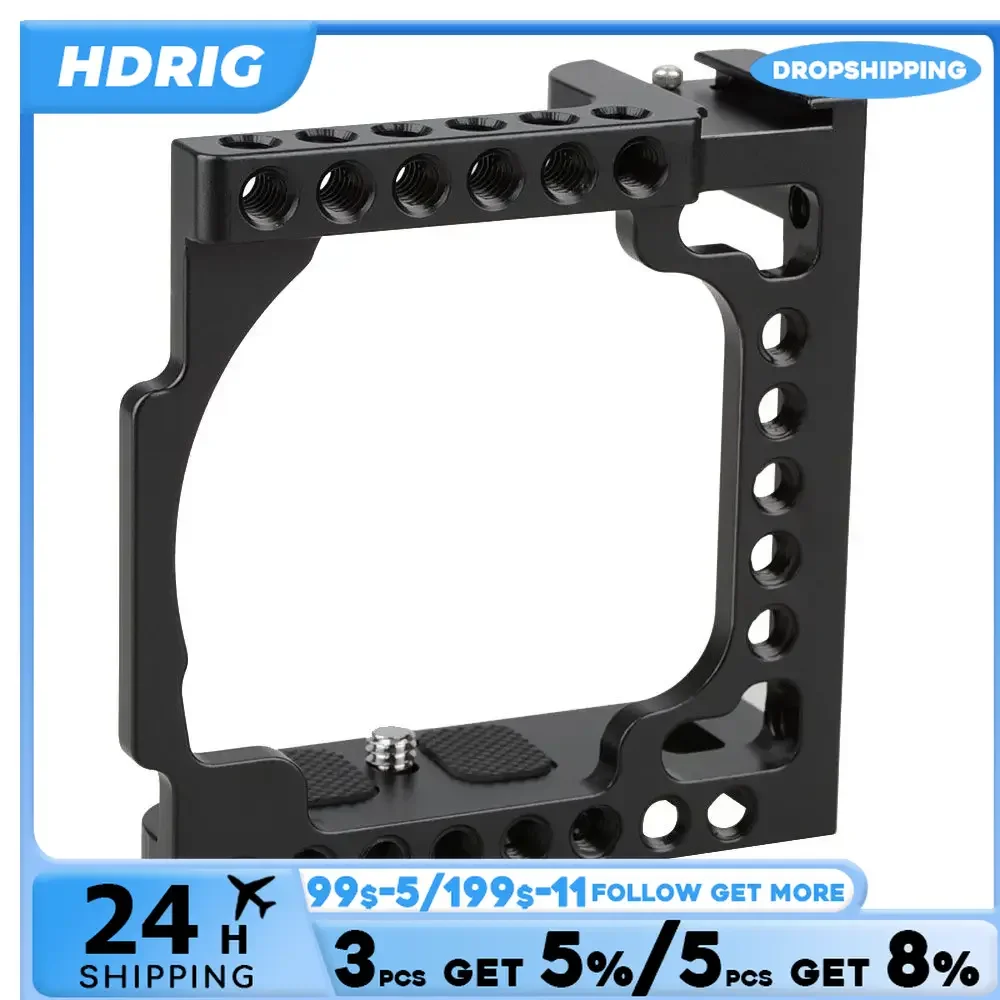 HDRIG-Kit de jaula de aluminio para cámara DSLR, caja completa con agujeros de rosca de montaje en Zapata, plataforma pequeña para Sony A6000 A6300