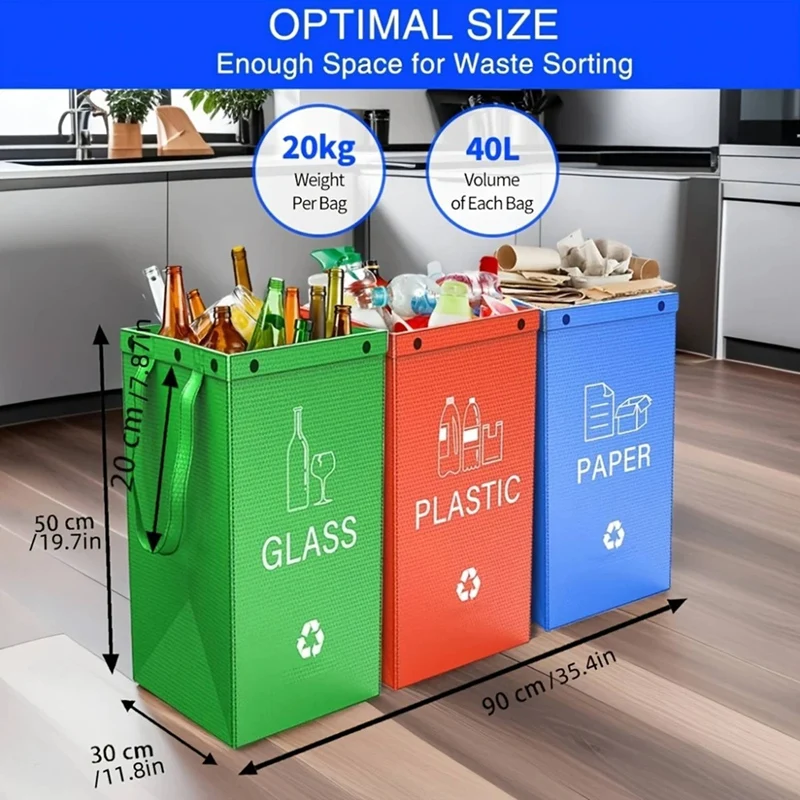 40L Foldable Trash Can,Large Capacity&Easy Clean, Pp Plastic for Home Kitchen(One for Each of the Three Colors)