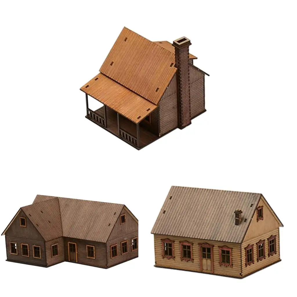 1/72 Miniature Wooden House Educational Learning Toy Scenery Supplies for Diorama Micro Landscape Sand Table Decoration Layout