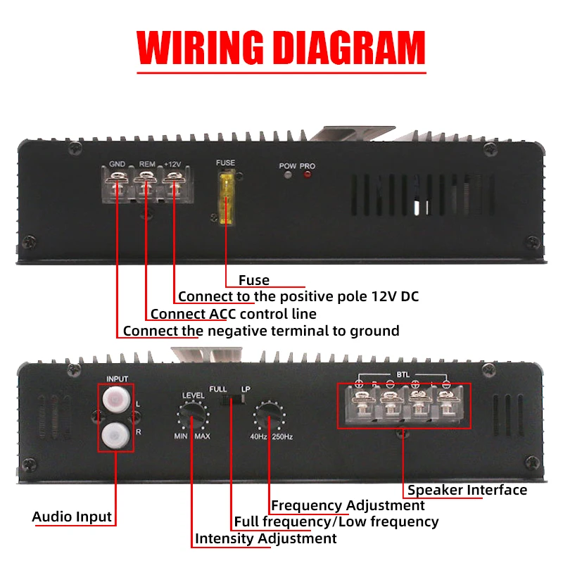 Class A/B 2200W 2-Channel 12V Car Power Amplifier Digital Stereo Surround Passive Subwoofer Audio Player For Cars Audio AMP