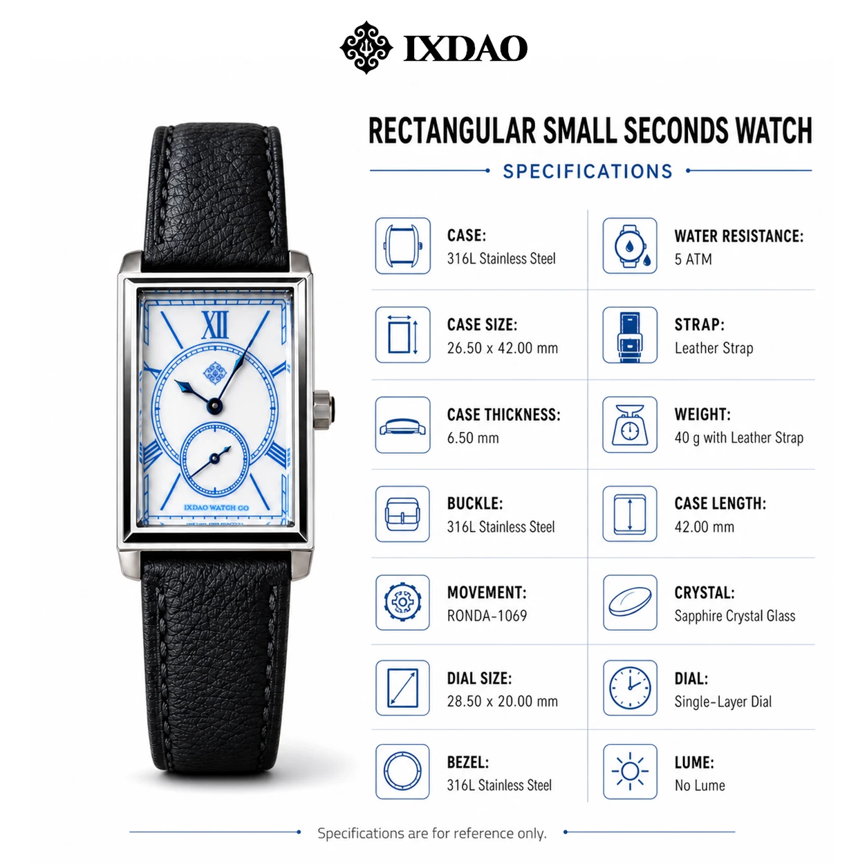 IX&DAO 2026 New Square Men's Q - đánh giá và giá Vintage Watch Crystal