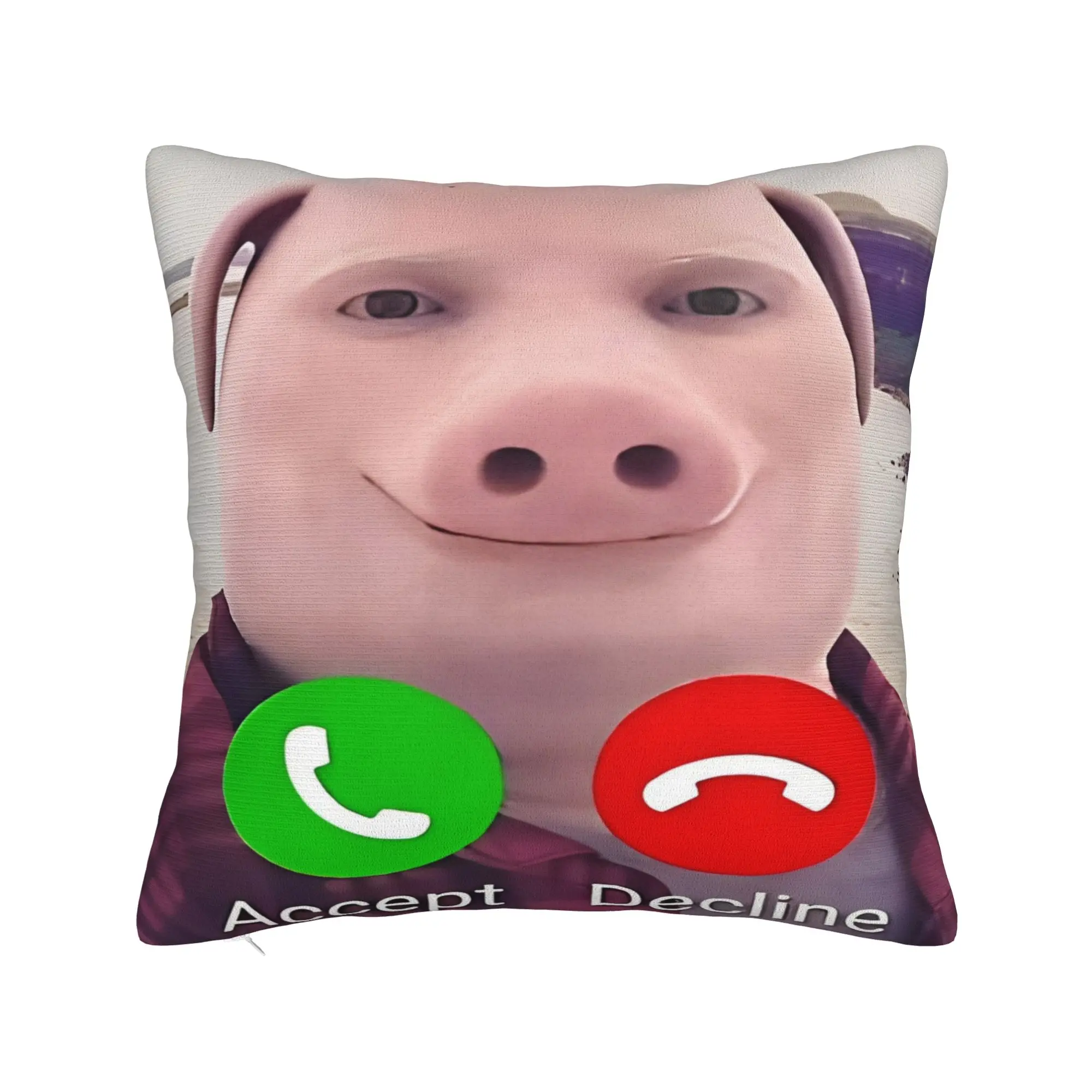 John Pork Is Calling Square Pillowcases Polyester Room  Cushion Case Creative Decorative Throw Pillow Case 45*45