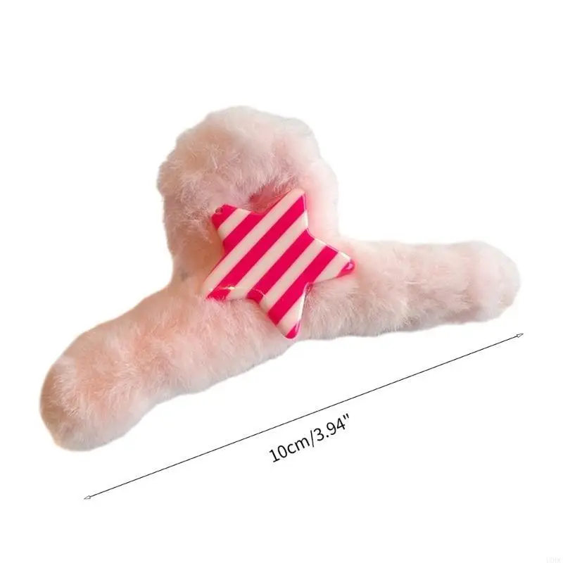 نجمة خماسية وردية اللون من القطيفة لاصطياد الشعر على شكل نجمة Bowknot للفتيات Y166 #6