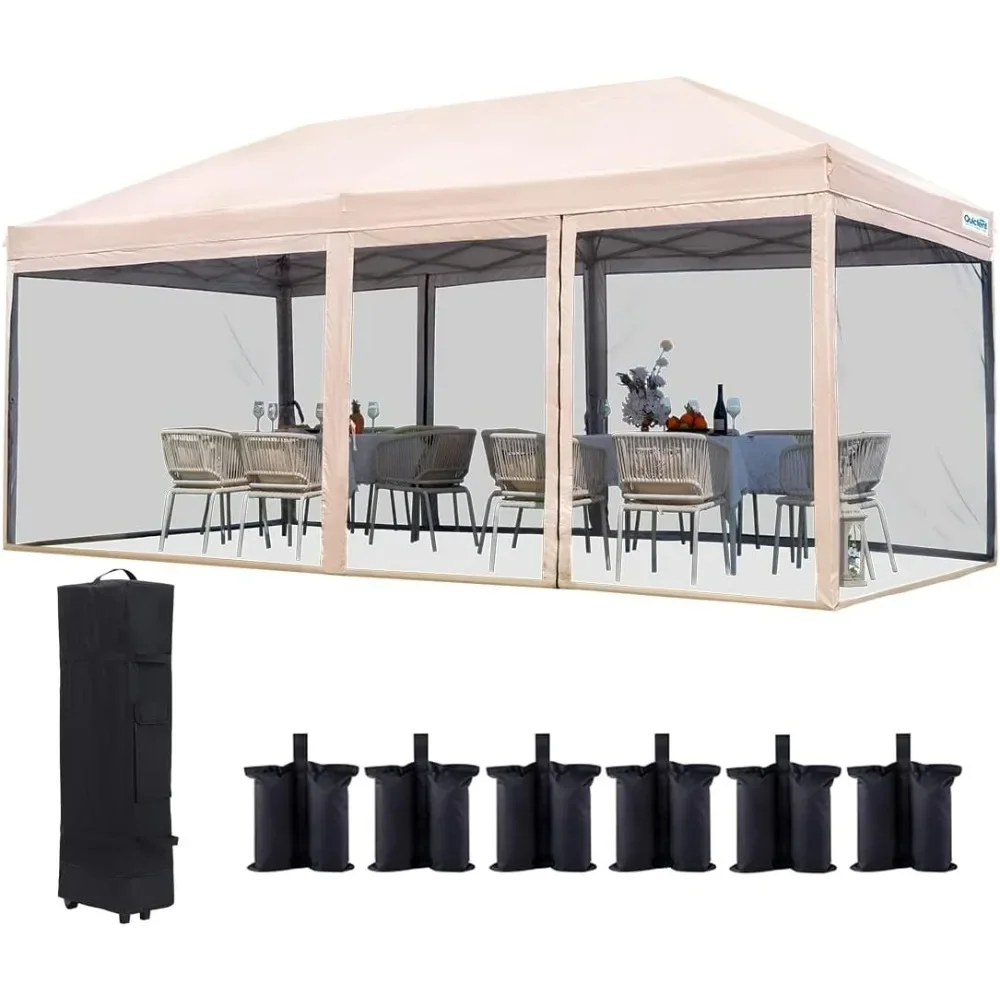 Canopy, Pop up Tent with Netting, Instant Screen House Room Outdoor Party Event Gazebo Screened, Waterproof&Sand Bags Included