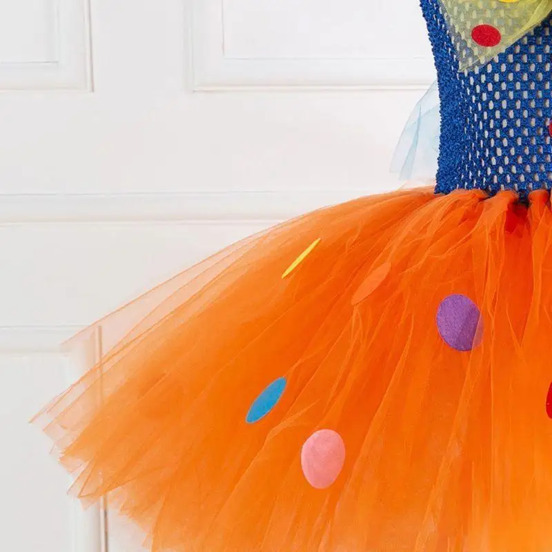 54DF Kids Girls Christmas Costume Tutu Dress with Hair Hoop Funny Role for Play Clown Halloween Carnival Tulle Outfit 2