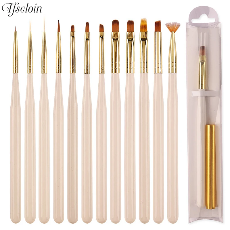 Nail Art Zeichenstift im japanischen Stil weiße Stange ziehen Phototherapie Malpin sel Französisch schräge Spitze verschmierte Maniküre Pinsel Werkzeuge