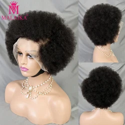 MALAIKA Verworrene Lockige Kurze Spitze Vorne Perücke Afro Bob Echthaar Natürlicher Haaransatz 13X4 Spitze Frontal Glueless Echthaar Perücken