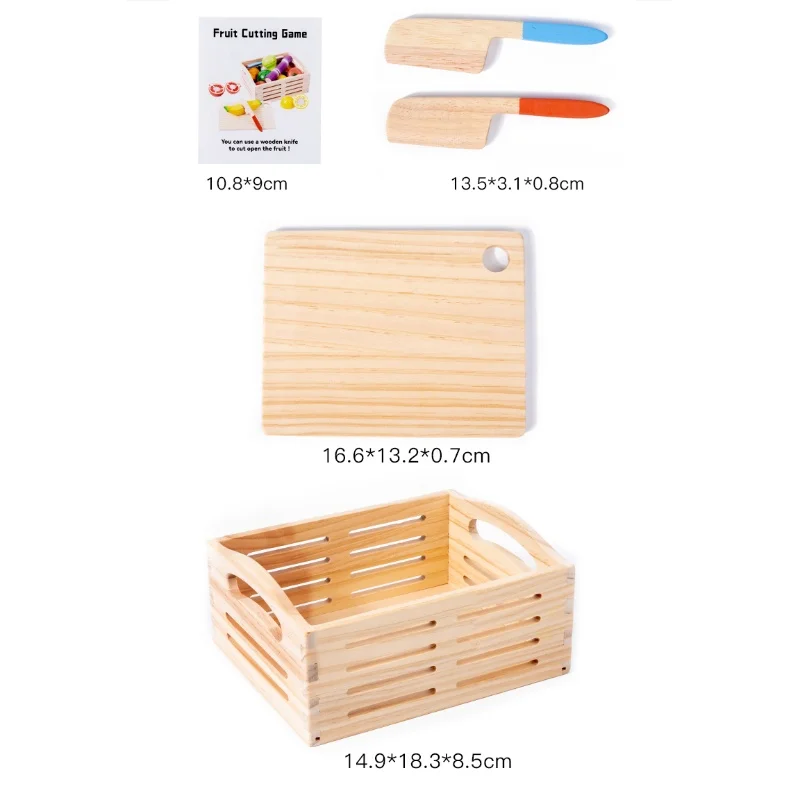 Montessori fingir jogar casa série cortar sobremesas de frutas simulação de madeira brinquedo de cozinha crianças cortar legumes brinquedos educativos