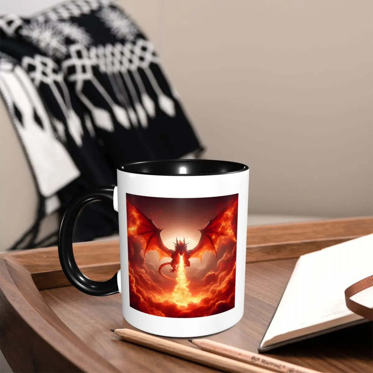 Dragon In The Fire Mug Funny Ceramic Coffee Cups Tea Mugs Milk Cup Drinkware Gifts for Woman Man