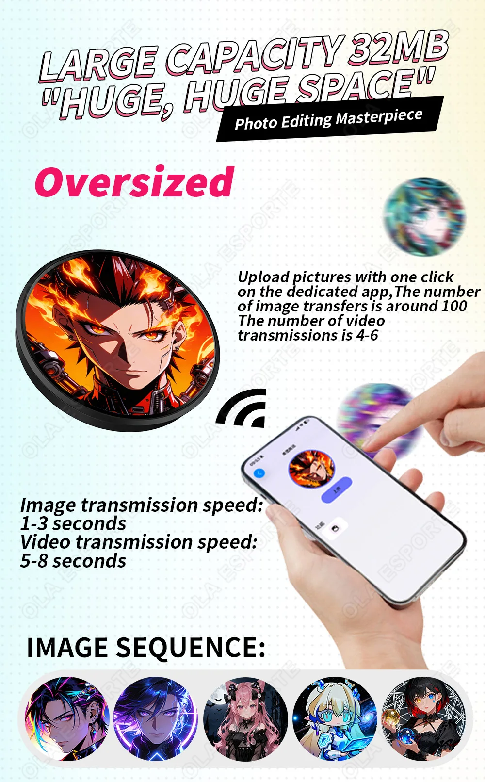 Verbessertes Sound-Smart-Bluetooth-Anime-Digital-E-Abzeichen Elektronisches Merchandise-Abzeichen Digitaler Pin Anime Dynamisches Display E-Abzeichen HT30 – Detail 3