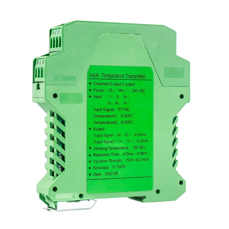 DIN PT100 Temperature Signal Transmitter 0-500℃ 0-400℃ 0-300℃ 1 In 2 Out 4-20mA 0-10V 0-5V RS485 PT100 Signal Converter