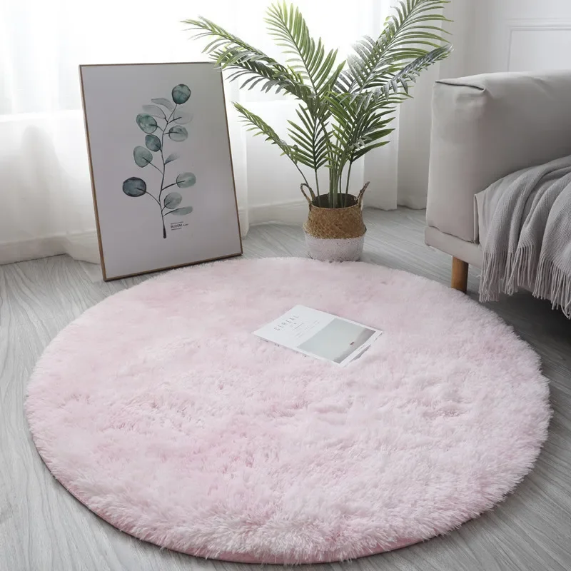 VIKAMA Round Rug Bedroom Teenage Living Room Bedside Rug Hanging Basket Computer Chair Small Location Dresser Floor Mat