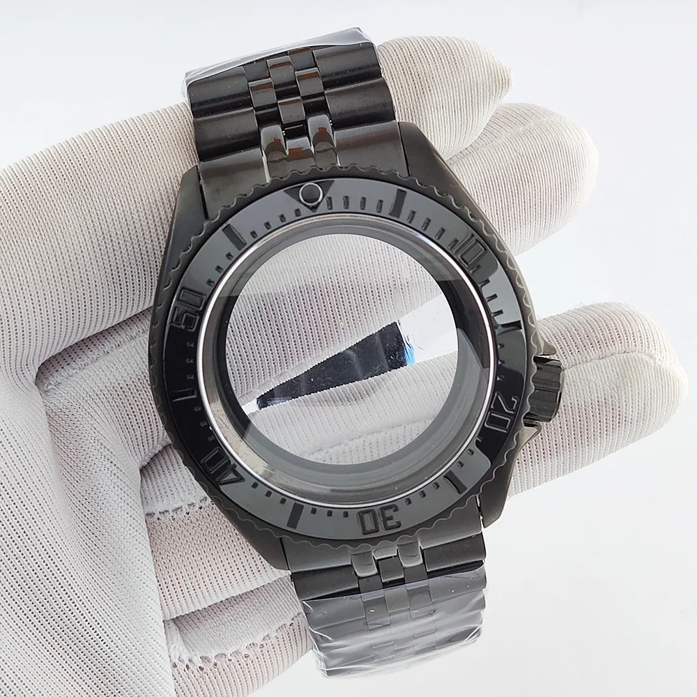 

41mm Luxury Men's Watch Case Sapphire Glass Waterproof Case Fits 28.5mm Dial Case NH35 NH36 Case Black Style Case