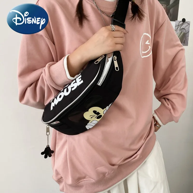 Disney-riñonera con dibujos animados de Mickey para mujer, de gran capacidad bolso cruzado, de alta calidad, a la moda