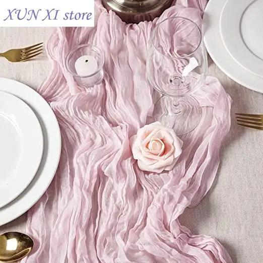 

New 10PCS Rust Semi-Sheer Gauze Table Runner Cheesecloth Table Setting Dining Wedding Party Christmas Banquets Arches Cake Decor