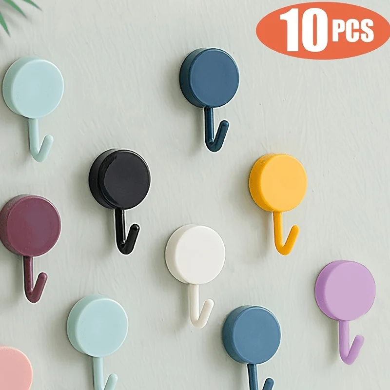 10PCS Self Adhesive Wall Hook Strong Without Drilling Coat Bag Bathroom Door Kitchen Towel Hanger Hooks Home Storage Accessories image 6