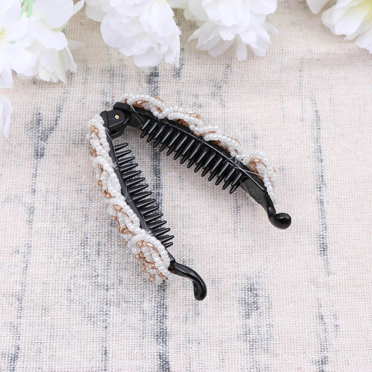 

Bead Vertical Ponytail Holder For Woman Lady Girl Durable Lightweight Acrylic Decor Elegant Hairpin Rice White Light Brown