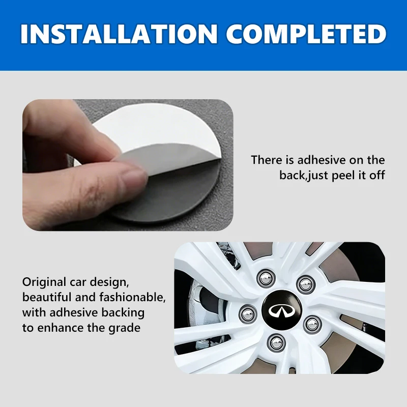 4pcs 3D Car Logo Wheel Center Hub Cap Dust-proof Badge Sticker For Infiniti FX35 Q30 G37 QX70 G35 QX50 QX60 QX80 QX30 JX35 G25