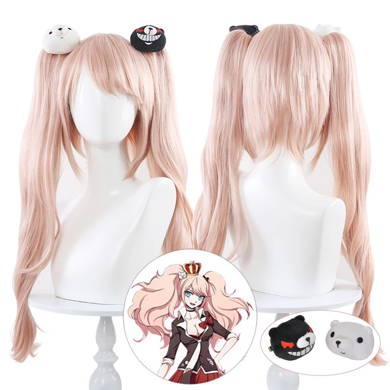 

Anime Enoshima Junko Danganronpa Cosplay Wig Enoshima Junko Double Tail Braid Wig Hair + Free Wig Cap