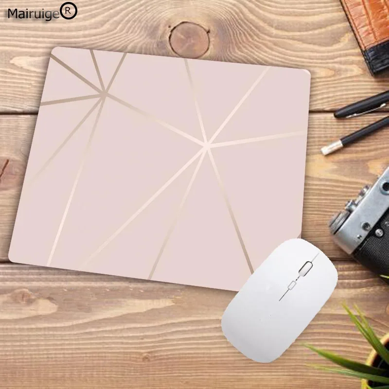 Mairuige 22X18CM Beautiful Computer Mouse Pad Soft Natural Rubber Pink Gold White marble Series Mice Pad Square Gaming MousePads