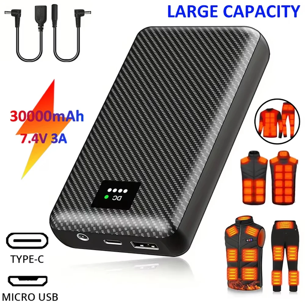 

40000mAh Power Bank DC 7.4V Fast Charging for Heated Vest Jacket Gloves Heated Trouser ortable Battery High capacity Battery