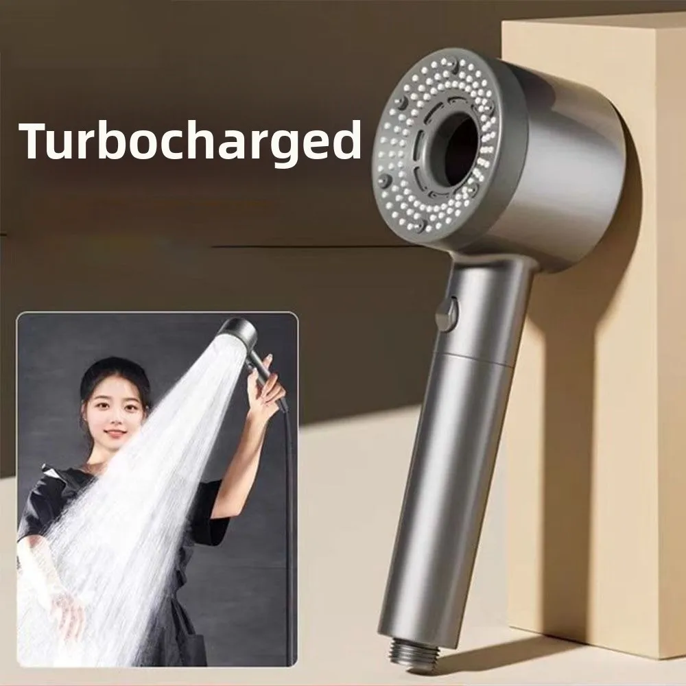 High Pressure Bathroom Showerhead Set 5 Speed Adjustment One-Key Stop Handheld Shower Hand Water Saving Easy To Install