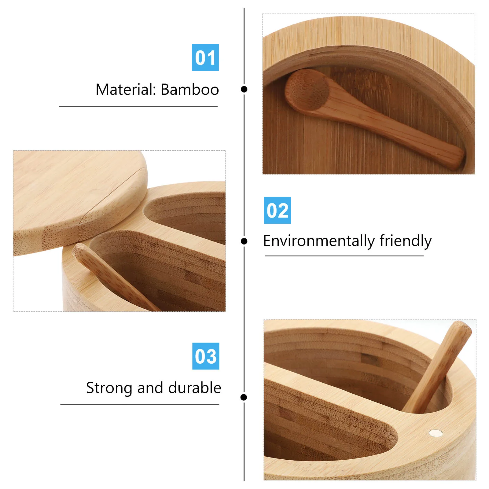 

Spice Jar Seasoning Spices Jars Condiment Container Bamboo Portable Containers with Spoon