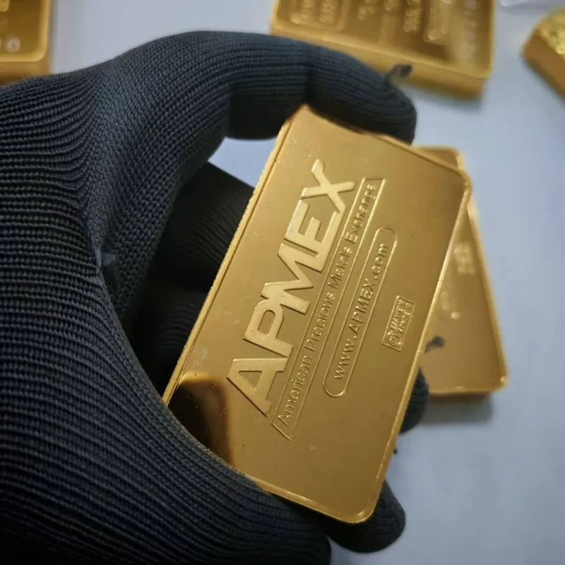Newest 10 oz APMEX Gold Bar Non Magnetic USA Gold Bullion 10 oz Brass 24k Gold-plated Bullion Souvenir Gifts