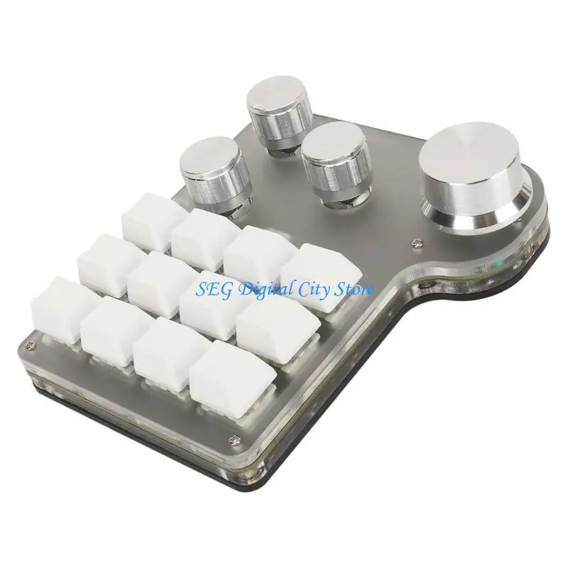 

U75B Macros Keyboard 12 Keys Mechanical Programmable Keypad Gaming Keypad with 4 Knobs Bluetooth-compatible 2.4G Keyboard